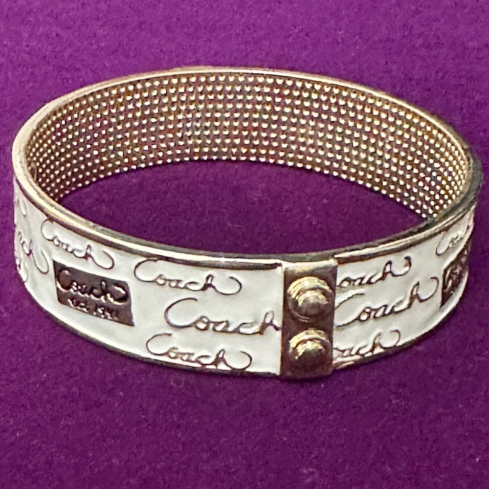 Coach Golden & White Tone Signature Bracelet